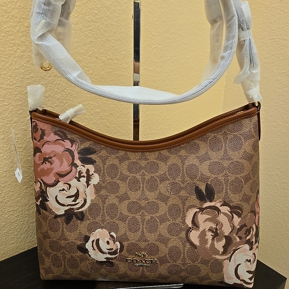 Coach Laurel Shoulder Bag In Signature Canvas With Rose Print - Picture 9 of 16